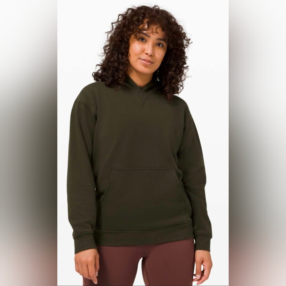 Lululemon All Yours Hoodie *Fleece Size 6 In Olive Green Cyclebar On The Sleeve - Picture 1 of 13